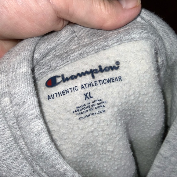 Champion Gray Fleece Hoodie Pink & White Logo XL - Picture 13 of 13